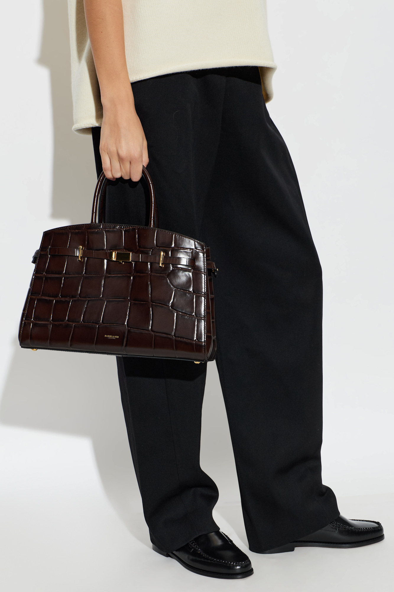 DeMellier Hudson Large Croc-Embossed Leather Handbag | Women's